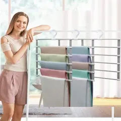 2 Pieces Closet Organizers and Storage,Pants Hangers Space Saving,Al Alloy Hangers for Organization and Storage,Dorm Room Essentials for College Students Girls,Home Organization Scarf Jeans Hangers