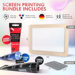 Screen Print Kit with Reusable Wooden Frame, 1 Screen Printing Squeegee, and 3 x 100ml Ink - Silk Screen Printing Kit for Beginners