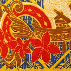 Talofa Samoa Kava Bowl Polyester Sarong 72" L x 45" W Gold