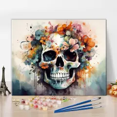 Skull with Floral Paint by Number Kits - 16 x20 Inch