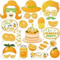 25Pcs Orange Fruit Photo Booth Props with Stick