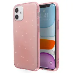 Insten Glitter Case for iPhone 12 Mini Case 5.4 Inch, Soft TPU Sparkle Protective Cases, Shock Absorption, Crystal Clear Pink Bling Shinny Slim Cover for Women Girls