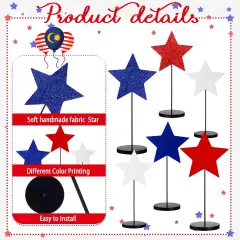 6 Pcs 4th of July Day Tall Standing Star