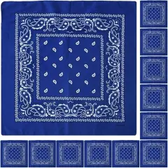 12 Pack Bandanas Multipurpose Cotton Novelty Paisley Bandana Headband for Cowboy Men Women 22 x 22