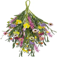 Artificial Forsythia & Daisy Teardrop Swag &ndash; 24