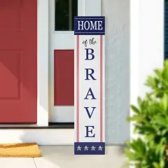 Northlight Patriotic "Home of the Brave" Wooden Porch Board Sign Decoration - 36" White