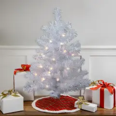 Northlight 2' Pre-lit White Iridescent Pine Artificial Christmas Tree - Clear Lights