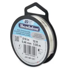 Beadalon JW11SP-10FT 49-Strand Bead Stringing Wire, 0.018-Inch, Silver Plated, 10-Feet