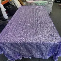1 Yard Rectangle Sequin Taffeta Tablecloth 55 by 108 Inches Durable Polyester Fabric Lilac