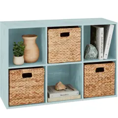 Best Choice Products 6-Cube Bookshelf, 13.5in Display Storage System, Organizer w/ Removable Back Panels Light Blue