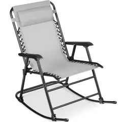 Best Choice Products Folding Outdoor Zero Gravity Rocking Lounge Chair w/ Headrest Pillow Ice Gray