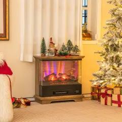 27 Inch Freestanding Fireplace with Remote Control Brown