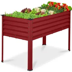 Best Choice Products 48x24x30in Elevated Galvanized Metal Garden Bed w/ Corner Protectors Royal Red