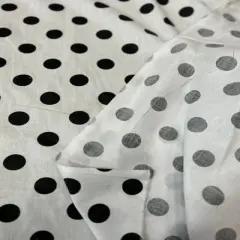 1 Yard Poly Cotton Fabric 1" Polka Dot Print, 58" Wide Durable Material for Apparel & Crafts White/Black