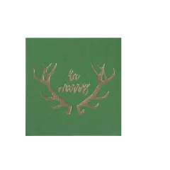 50 ct Antlers Luncheon Paper Napkins for Christmas Holiday Party Supplies & Xmas Table Decorations, Green, 6.5 in