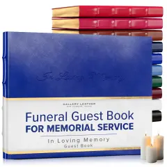 Gallery Leather Guest Book Funeral, In Loving Memory, Memorial, 192 Lined Pages, Bonded Leather, Hardcover Acadia Malibu