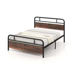 Industrial Metal Bed Frame with Headboard &ndash; Twin/Full/Queen Size, Sturdy Construction and Easy Assembly
