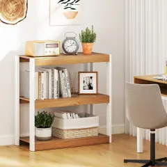 3 Tier Bookshelf Wooden Bookcase with Dual Anti-Tipping Kits Perfect for Any Room Natural