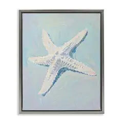 Stupell Industries Coastal Starfish on Blue Floater Framed Canvas Wall Art Design by Arlington Prints