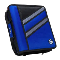 Case&middot;it Z-Design Zippered Binder with Tab File, D-Ring, 1-1/2 Inches, Blue
