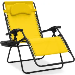 Best Choice Products Oversized Zero Gravity Chair, Folding Outdoor Patio Recliner w/ Cup Holder Sunflower Yellow