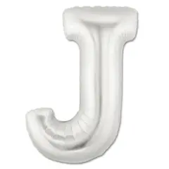 LETTER J FOIL BALLOON Metallic Silver