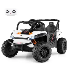 Red 12V Ride-On Truck Off-Road UTV for Kids with Parental Remote & LED Lights White