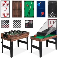 Best Choice Products 13-in-1 Combo Game Table Set w/ Ping Pong, Foosball, Basketball, Air Hockey, Archery Walnut