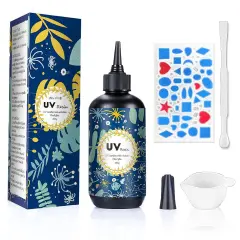 OSBANG Crystal Clear Hard UV Resin Upgraded Formula Ultraviolet Fast Curing Resin for Jewelry Making Craft Decoration Hard Transparent Glue Solar Cure Sunlight Activated Resin Casting & Coating (200g)