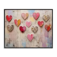 Stupell Industries Playful Love Hearts Collage Framed Giclee Wall Art Design by LSR Design Studio