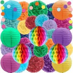 EpiqueOne 30-Piece Rainbow Party Decoration Kit | Create a Splash With a Rainbow of Colors in Your Celebrations | Easy to Assemble | For Birthdays, Bridal Showers, Baby Showers, Weddings & More
