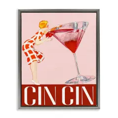 Stupell Industries Retro Woman & Cocktail Floating Frame By Lil' Rue