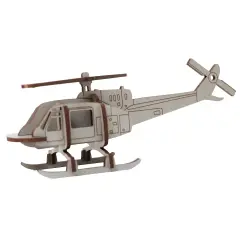 Little & Wood: Woodlet: Medium - Helicopter - Grey, 3D Wooden Kit-Set, Vehicle Puzzle, Easy Assembly, Pop Build Fun, Sustainably Sourced Wood, Ages 6+