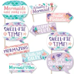 Big Dot of Happiness Funny Mermaid Party Photo Booth Props Kit, Mermaid Birthday Party Decorations - 10 Count Selfie Prop Sticks