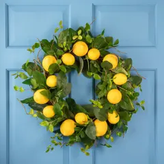 Northlight Lemons and Assorted Foliage Spring Wreath - 20" - Yellow