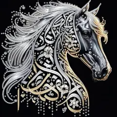 Diamond Art Painting Kits for Adults, Black Horse 5D Diamond Painting Dots Art Kits for Adults Beginner, Simple DIY Full Round Gem Crystal Art Paint by Diamond, Home Wall Decor 14 x 14 in