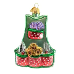 Old World Christmas 4.0 Inch Gardening Apron Tree Ornament , Harvest Plants Flowers Green