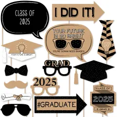 Big Dot of Happiness Bright Future - 2025 Graduation Photo Booth Props Kit - 20 Count
