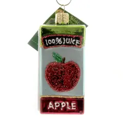 Old World Christmas 3.5 Inch Apple Juice Box Tree Ornament , Ornament Sweet Drink Multicolored