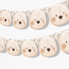 Big Dot of Happiness Teddy Bear Garland Banner, We Can Bearly Wait Baby Shower Decorations Backdrop, 15 Feet of Cord, 15 Paper Teddy Bear Faces