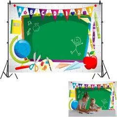 Back to School Party Banner Teachers ABC Blackboard Backdrop(Green)