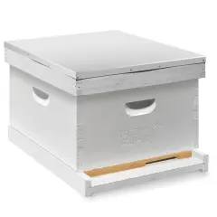 Honey Keeper Beginner Bee Hive Kit, Fully Assembled and Painted Starter Set with Hive Body & 10 Frames White