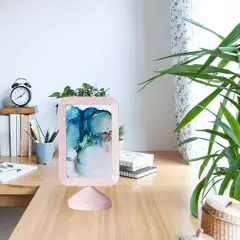 4x6 Light Pink Double-Sided Photo Frame &ndash; Freestanding Display for Two Pictures, Menu Holder, or Reception Sign &ndash; No Back Panel for Easy Image Swap