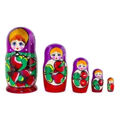 Set of 5 Traditional in Purple Scarf Nesting Dolls6 Inches