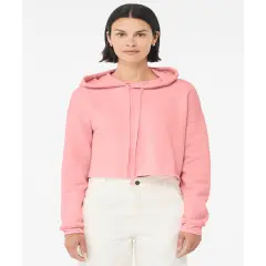 Bella + Canvas&reg; Ladies Cropped Fleece Hoodie PINK