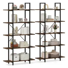 Costway 1/2 PCS 5-Tier Bookshelf 62" Tall Vintage Industrial Bookcase with Open Storage Shelves