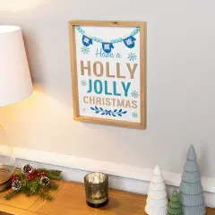 Northlight Have A Holly Jolly Christmas Framed Wall Art - 15.5" x 11.75" Blue