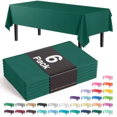 Exquisite 6-Pack Premium Plastic Tablecloth 54in. x 108in. Rectangle Plastic Table Cover Dark Green