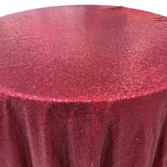 1 Yard Glitz Sequin Round Tablecloth 90 Inches Sparkle Polyester Cover for Party and Wedding Decor Burgundy