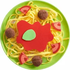 HABA Soft Spaghetti & Meatballs with Plate Play Food Set - Pretend Play Kitchen Toy for Toddlers & Kids for Ages 3 and Up Multicolor